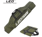 LEO Nueva Bolsa de caña de pescar Oxford de 2 niveles, Maleta plegable portátil para caña de pescar, carrete de pesca, aparejos de pesca, bolsa de viaje de almacenamiento de gran capacidad verde del ejército