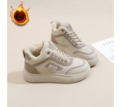 Botas de nieve informales para mujer, botines de plataforma gruesa con cordones antideslizantes, forro de piel sintética, botas cortas deportivas cálidas de invierno, zapatillas para caminar para mujer 35 negro