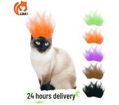 Pelucas coloridas de Halloween para mascotas: Disfraces divertidos para gatos y perros cat cock head naranja
