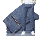 Pantalones vaqueros finos para hombre de estilo clásico de verano, pantalones vaqueros elásticos de negocios para hombre 27 azul