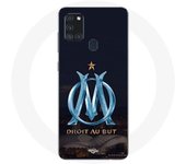 Coque Maniacase pour Samsung Galaxy A21s OM logo bleu et dorée stade