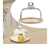 Soporte de bambú para tartas con forma de cúpula, soporte para platos, almacenamiento de alimentos, postres y para la cocina. for 2in Cake