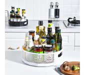 Estante de almacenamiento para el baño, giratorio de 360 ​​°, de plástico, para cocina, aceite, condimentos, botella, bandeja de fruta, 1 Uds. negro