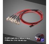 6 luces LED para coche teledirigido 1/10 1/8 Traxxas HSP Redcat RC4WD Tamiya Axial SCX10 D90 HPI varios colores