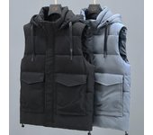 Chaleco cálido de invierno de moda de talla grande L-8XL para hombre, ropa de abrigo informal, chaquetas gruesas sin mangas con capucha L negro