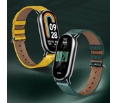 Correa para Xiaomi Mi Band 8 -8 NFC pulsera de nailon + cuero reemplazo Miband8 Correa smart Band 8 Accesorios for Mi band 8 verde