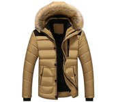 Abrigo cálido, ropa de abrigo, grueso, de invierno, nuevo, para hombre, chaqueta cálida, abrigos, cuello de piel, con capucha, parka, chaquetas de plumón M negro
