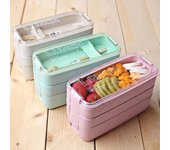 Contenedor de comida portátil para Picnic, almacenamiento de vajilla para microondas, 3 capas, lonchera portátil verde menta