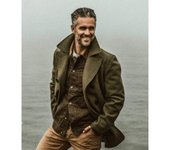 Abrigo de lana para hombre de otoño e invierno, chaqueta cruzada mediana y larga con dragón y fénix S verde