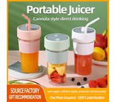 Licuadora portátil con pajita, Mini exprimidor recargable por USB, máquina eléctrica inalámbrica para batidos, frutas y verduras verde