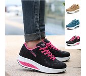 Zapatos deportivos cómodos y transpirables para mujer, zapatos lisos informales con fondo grueso 35 negro