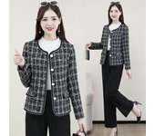Elegante temperamento empalmado bolsillos con botones diseños de parches de talla grande ropa de calle chaquetas de mujer Otoño Invierno gruesas XL