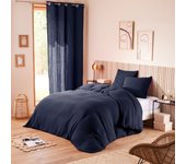 Parure de draps 4 pièces  Noah  Gaze de Coton pour lit 2 Places 140 cm - Gaze de coton Bleu Nuit