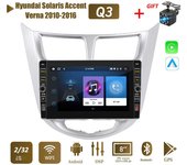 Reproductor de vídeo Multimidia Carplay 2din Android de 8 pulgadas para Hyundai Solaris Accent Verna 2010-2016 con perilla de botón navegación GPS 2 + 32GB 1+32GB