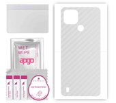 apgo Protective Skin Sticker for the back compatible with Realme C21, Wrap Film, Foil, Vinyl - Pattern Transparent Carbon
