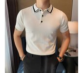 Polos de color de empalme de manga corta para hombres de verano para trajes casuales de moda XL