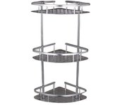 Estante de esquina de montaje en pared, 3 capas, triángulo, sin perforaciones, drenaje hueco, baño, ducha, champú, estante de almacenamiento, organizador, suministros de baño plata