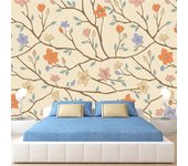 Papel tapiz Mural 3D, papel tapiz de fondo Floral cálido antiguo Vintage de estilo europeo para Mural de pared del dormitorio 200 cm(W) x 140 cm(H)