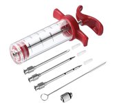 Jeringa inyectora de carne LMETJMA con 3 agujas inyectoras de adobo para parrilla de barbacoa Kit inyector de pavo Inyector de sabor a adobo JT104