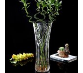 Jarrón de Cristal Transparente Extra Grande, 50 cm de Altura, Diámetro Ancho para Arreglos Florales, Decoración de Salón, Bambú de la Suerte Hidropónico