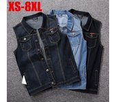 Chaleco de chaqueta sin mangas de jeans de algodón Chaleco de jeans de mezclilla para hombres M