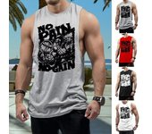 Chaleco de verano para hombre, camiseta de baloncesto con hombros anchos sin mangas y cuello redondo, camisetas holgadas con estampado informal para correr, ropa diaria 3XL gris