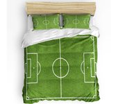 Juego de ropa de cama de 3 piezas con diseño de balones de fútbol, campo de fútbol, textiles para el hogar, funda nórdica, funda de almohada, juego de fundas de cama para niños y adolescentes. EU single(135x200cm)