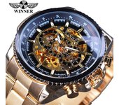 Skeleton Sports-pulsera automática de acero inoxidable para hombre, relojes de pulsera mecánicos chinos, marca superior de lujo, regalo dorado, negro y plateado 46mm blanco