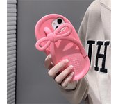 Funda de teléfono coreana con chanclas y lazo rosa en 3d para Iphone, funda protectora suave de silicona para Iphone 14, 13, 12, 11 Pro, Xs Max, X, Xr, 7, 8 Plus For iPhone XS Max