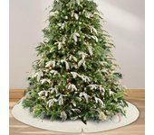 Falda de árbol de Navidad de punto con borde de cuadrícula de rombos y collar de árbol rústico redondo 24Inch