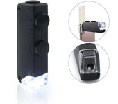 MicroBrite Plus 60x-100x Microscopio de bolsillo con luz LED Lente de vidrio óptico Mini portátil negro