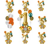 Juego de Globos de animales de la jungla para niños, Globos de látex metálicos cromados, número dorado de 32 pulgadas, decoración para fiesta de cumpleaños, decoración de ducha de bebé, 18 Uds. 3