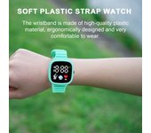 Reloj electrónico Digital LED, pantalla cuadrada grande, hora precisa, correa suave y cómoda, reloj espacial de moda verde menta