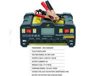 Cargador de batería de coche 12V24V 220W, cargador de reparación de pulso inteligente de alta frecuencia completamente automático, cargador de alta potencia con pantalla LCD EU Plug