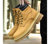 Botas altas para hombre, zapatos de cuero para hombre, zapatos cálidos de felpa a la moda para invierno, zapatillas de deporte para exteriores, botines antideslizantes con cordones para hombre 38