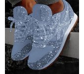 Nuevas zapatillas planas para mujer, zapatos casuales vulcanizados con brillos, zapatos de mujer con plataforma de malla con cordones, zapatos de mujer de moda para exteriores de talla grande 35
