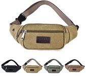 Riñonera de lona informal para hombre, bolso de cintura, bolso para teléfono móvil, bolso de plátano, riñonera negro
