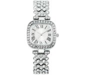 Nuevo reloj de mujer de moda gitana con incrustaciones de diamantes cuadrados, reloj de pulsera para mujer plata