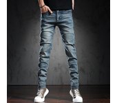 TP3607 Ropa de calle de moda para hombre, pantalones vaqueros rasgados ajustados de Color azul de alta calidad, pantalones vaqueros para hombre, pantalones vaqueros de Hip Hop 27 azul