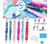 Bolígrafo de resina multiusos para pintar con diamantes, cabezales de repuesto de aleación, bolígrafo de punta perforadora, bolígrafo de resina dark blue-SET 1