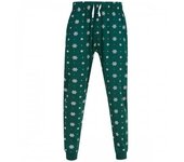 SF Pantalones de salón unisex con puños de copo de nieve para adultos M verde botella/blanco