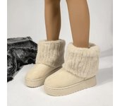 Zapatos para mujer, botas de invierno sin cordones para mujer, negras, con punta redonda, lisas, aterciopeladas, cálidas, de tacón medio, impermeables, informales, botas de nieve para mujer 36