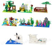 Bloques de construcción de animales de granja de ciudad, animales de la naturaleza, peces, nutrias, MOC, mundo submarino, peces, delfines, pulpos, juego de juguetes de bricolaje para niños, regalo