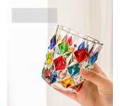 1 unidad de vidriera italiana, taza para beber de Color en relieve, taza de café, vaso de whisky con purpurina brillante para varias bebidas y vino 201-300ml