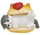 Juguetes de cápsula de 4 cm, linda mascota kawaii, gatos atigrados blancos y naranjas intercalados entre pan, figuras de Gashapon, juguete de peluche
