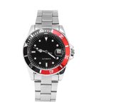 Reloj mecánico automático para hombre Winner con correa de acero inoxidable, color rojo y negro