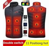 11 Chaleco Calefactable Chaqueta Moda Hombres Mujeres Abrigo Ropa Calefacción Eléctrica Inteligente Térmica S negro