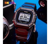 SKMEI Moda Militar Hombres Reloj Digital Reloj Deportivo Al Aire Libre 5Bar Reloj Despertador Impermeable blanco negro