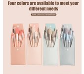 Kit de 8 brochas de maquillaje con estuche portátil, profesional, para polvos sueltos, rubor, iluminador, sombra de ojos, corrector, cejas, difuminado, herramientas cosméticas. color rosa