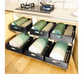 Cajón extraíble para cocina, escurridor de platos, cuencos, platos, estante de almacenamiento, organizador de armario para fregadero, vajilla con rieles deslizantes extraíbles